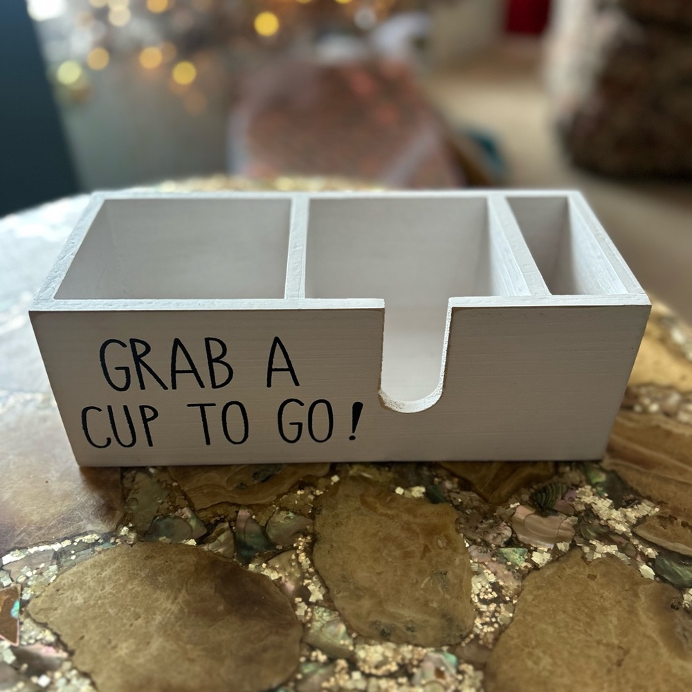 White Wooden Coffee Cup Holder